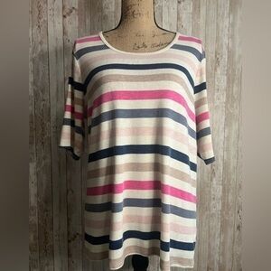 3/$15 ☮️ Time and Tru Striped Short Sleeved Shirt